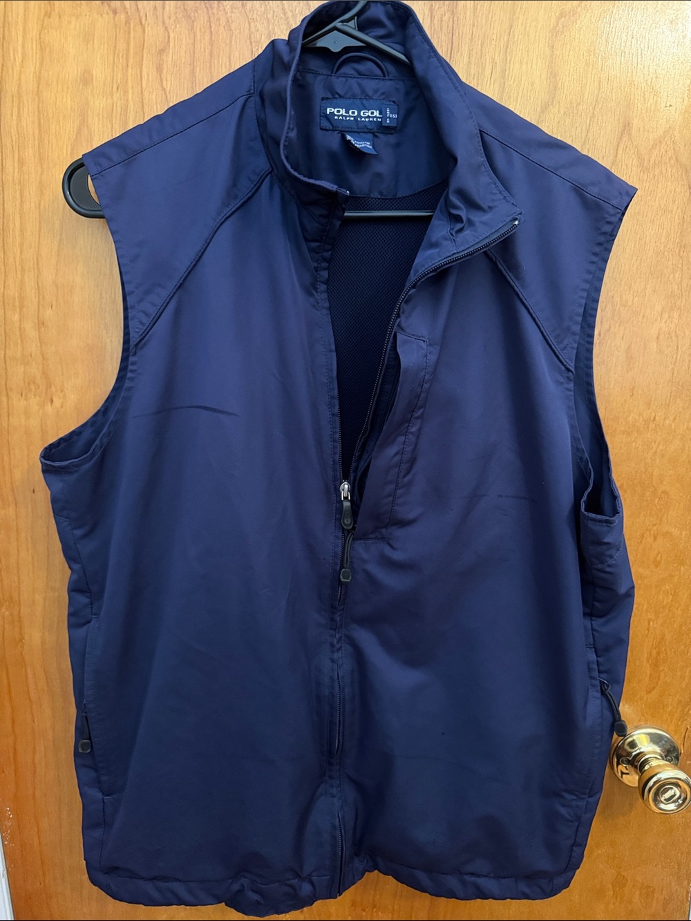 Men's Navy Zippered Polo Golf Vest